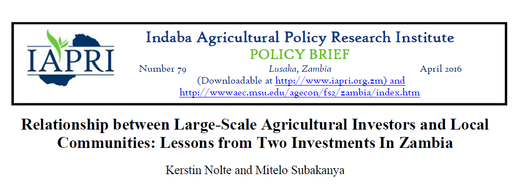 Agric investments and local communities