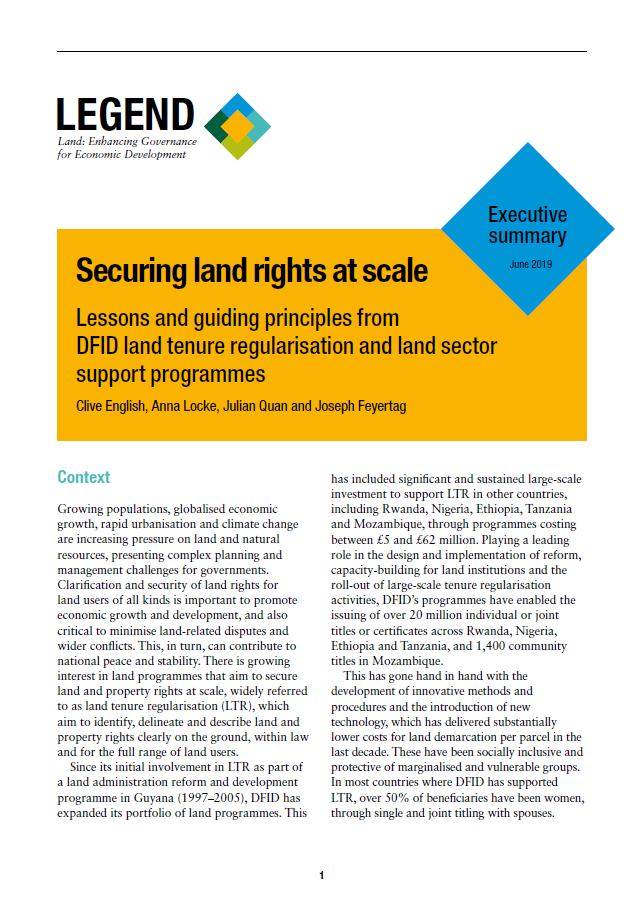 Securing land rights at scale executive summary cover