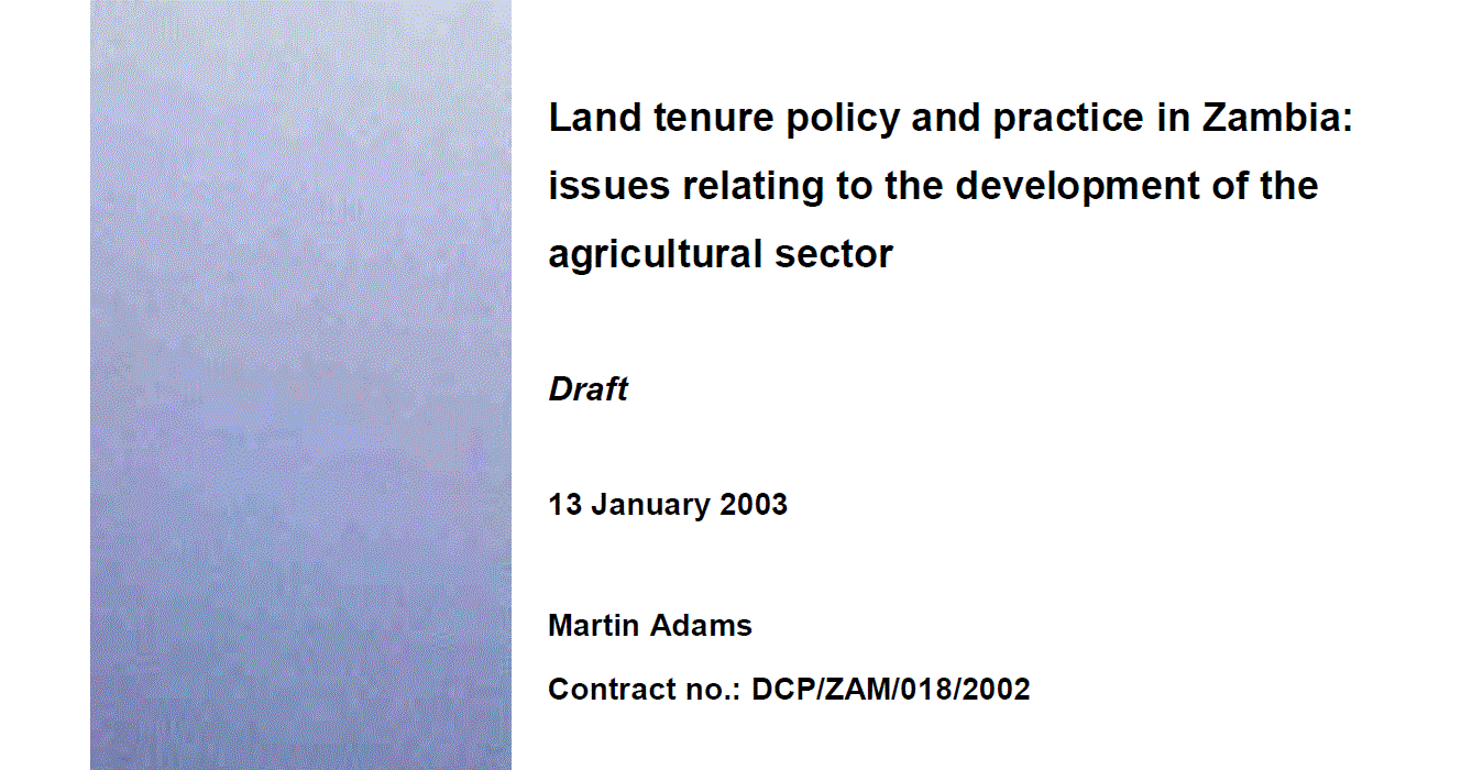 Land tenure policy in Zambia