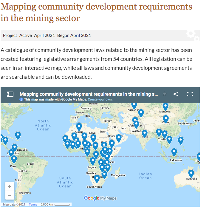 Mapping community development requirements in the mining sector