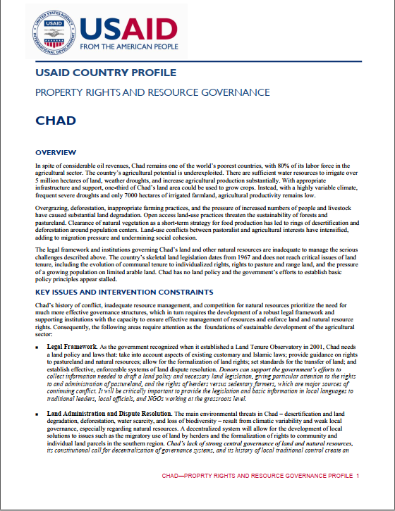 Property Rights and Resource Governance Country Profile: Chad