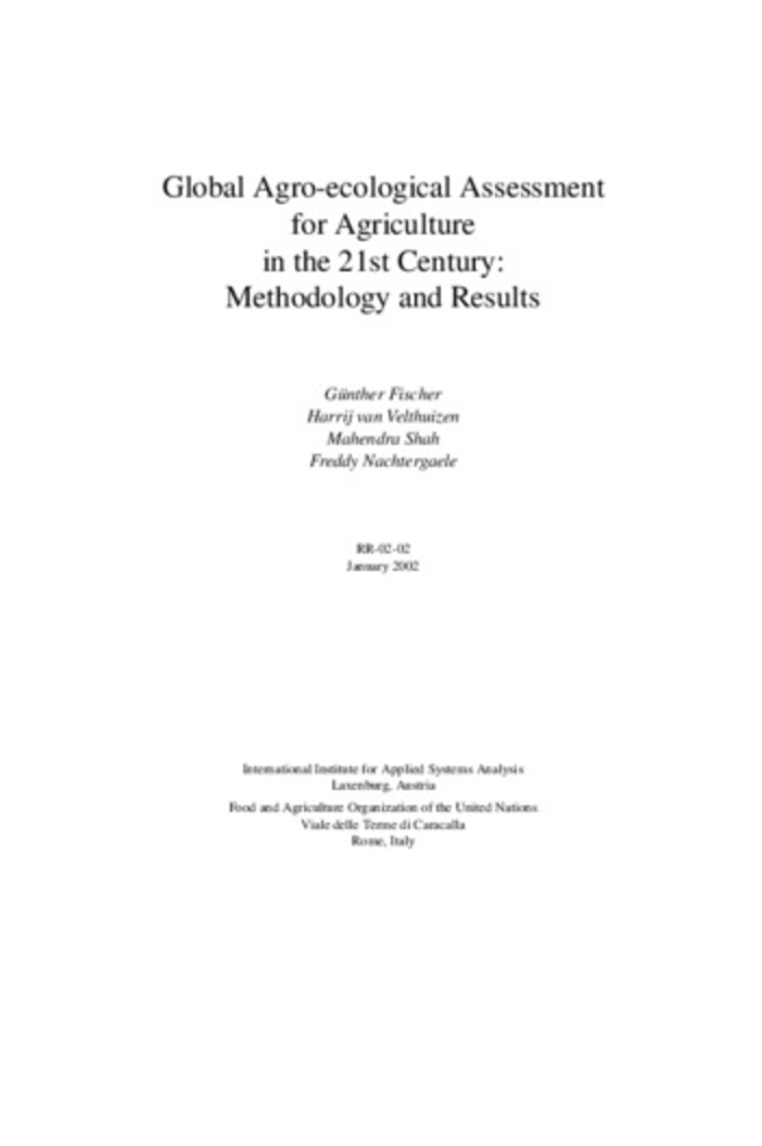 Global Agro-ecological Assessment for Agriculture in the 21st Century: Methodology and Results cover image