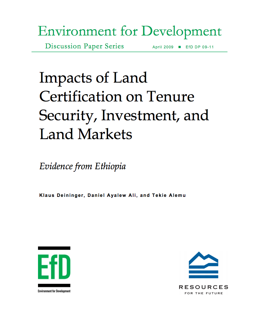 Impacts of Land Certification on Tenure Security, Investment, and Land Markets  cover image