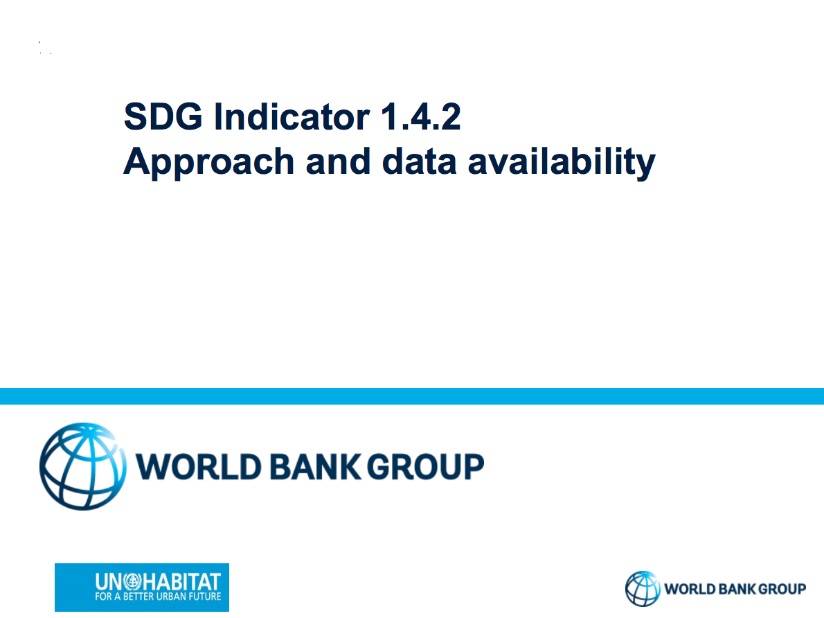 SDG Indicator 1.4.2: Approach and data availability cover image