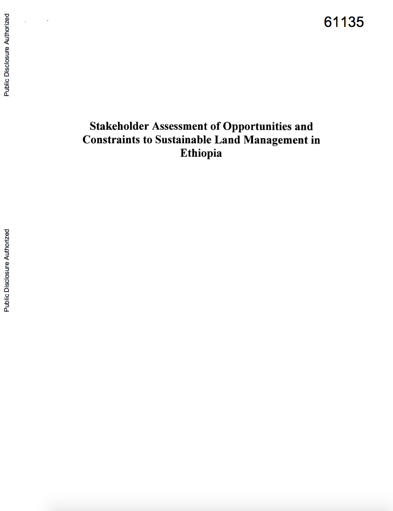 Stakeholder Assessment of Opportunities and Constraints to Sustainable Land Management in Ethiopia cover image