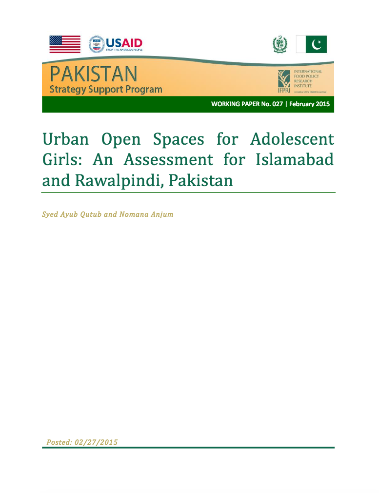 Urban open spaces for adolescent girls: An assessment for Islamabad and Rawalpindi, Pakistan cover image