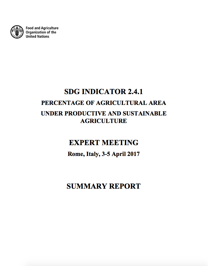 SDG Indicator 2.4.1: Percentage of Agricultural Area under Productive and Sustainable Agriculture cover image