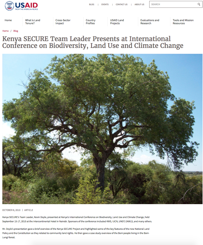 Kenya Secure Team Leader Presents at International Conference on Biodiversity, Land Use and Climate Change cover image
