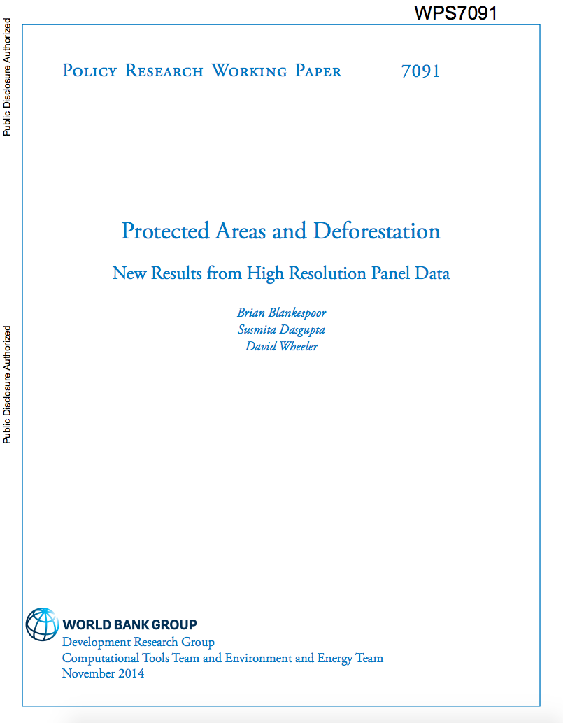 Protected Areas and Deforestation : New Results from High Resolution Panel Data cover image