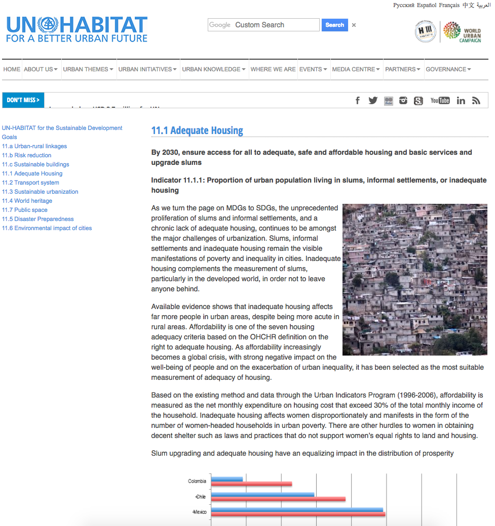 UN-Habitat SDG 11.1 Adequate Housing cover image