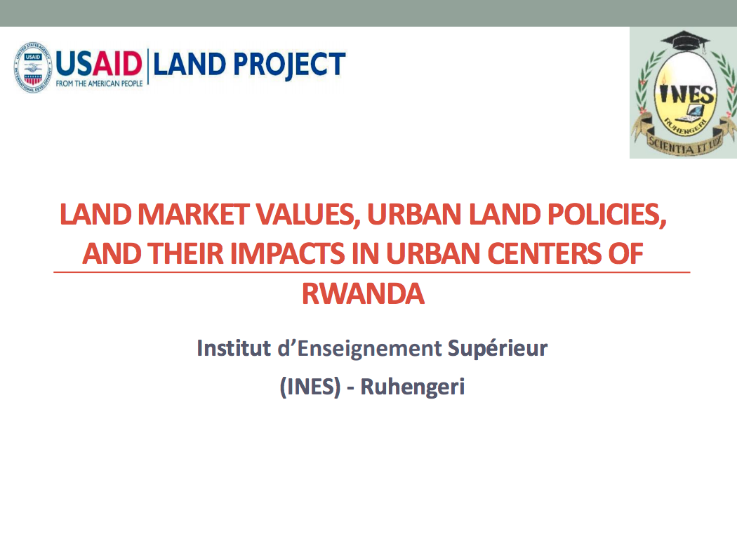 Policy Brief: Land Market Values, Urban Land Policies, and their Impacts in Urban Centers of Rwanda cover image