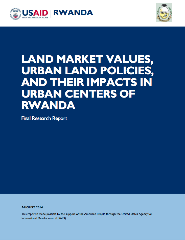 LAND MARKET VALUES, URBAN LAND POLICIES, AND THEIR IMPACTS IN URBAN CENTERS OF RWANDA cover image
