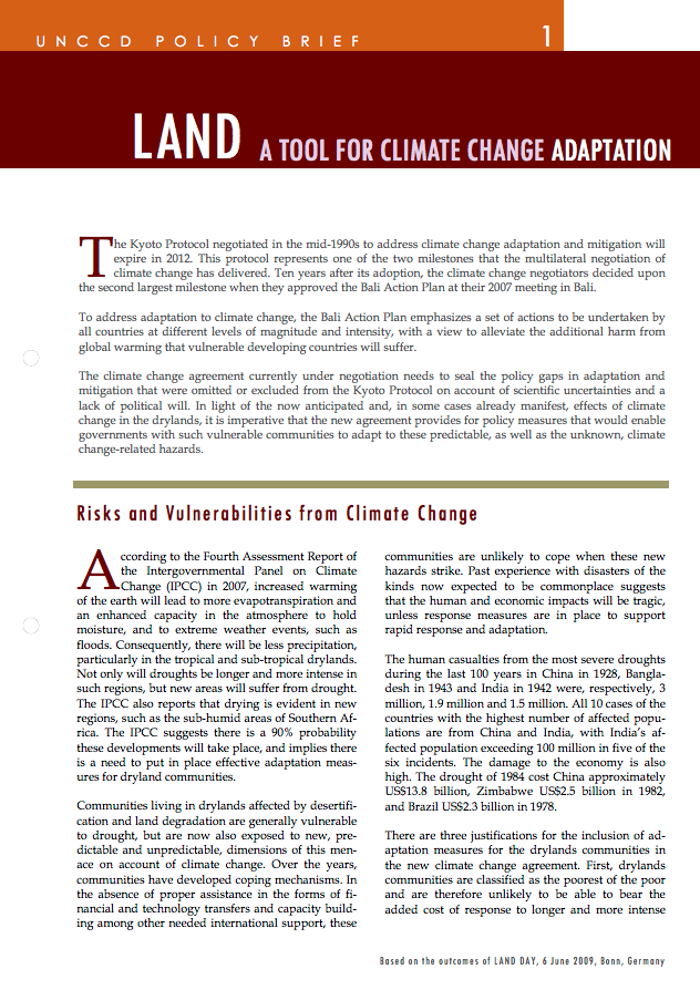 Land: a tool for climate change adaptation cover image