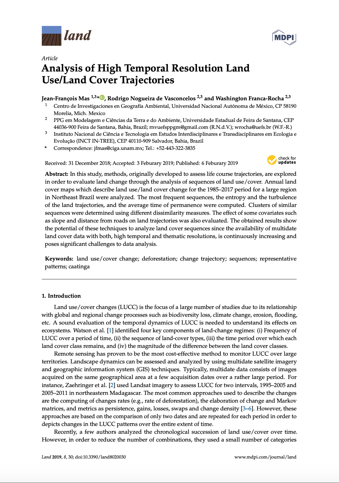 Analysis of High Temporal Resolution Land Use/Land Cover Trajectories cover image
