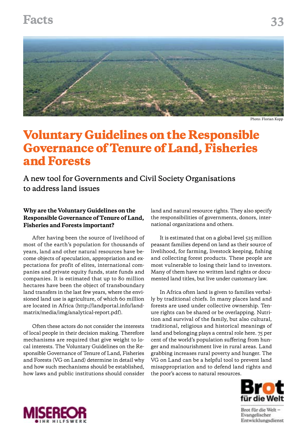 Facts 33: Voluntary Guidelines on the Responsible Governance of Tenure of Land, Fisheries and Forests cover image