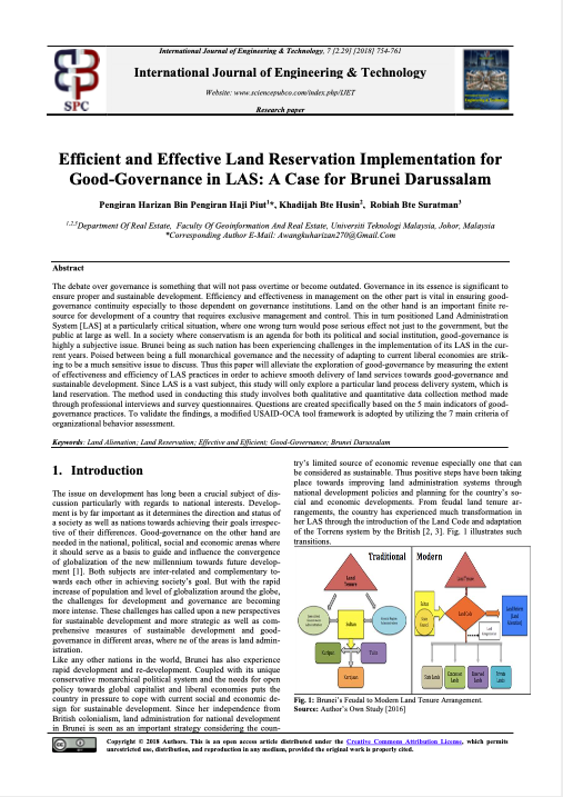 Efficient and Effective Land Reservation Implementation for Good-Governance in LAS
