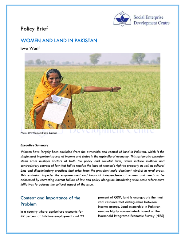 Women and Land in Pakistan