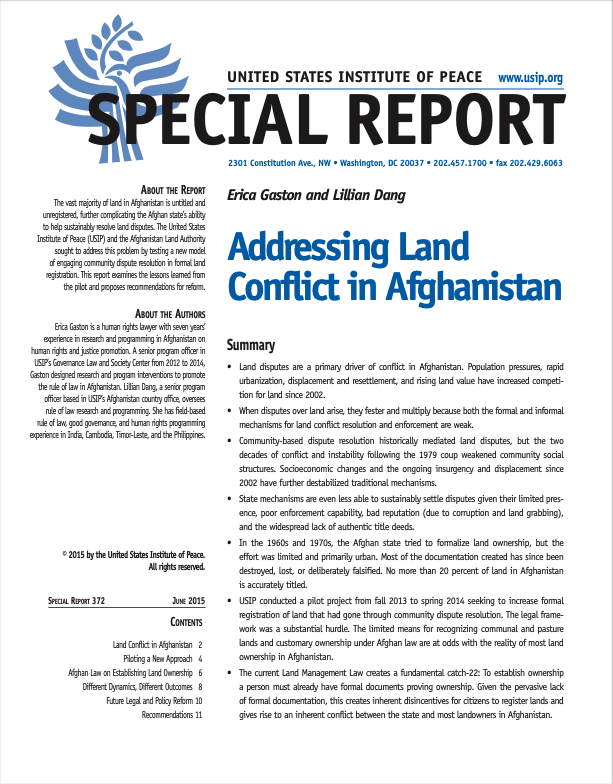 Addressing Land Conflict in Afghanistan
