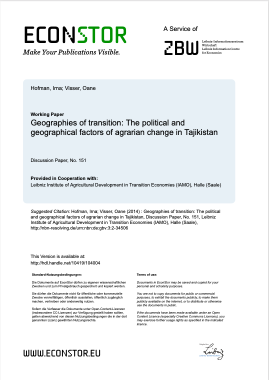 Geographies of transition: The political and geographical factors of agrarian change in Tajikistan