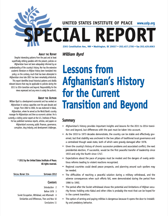 Lessons from Afghanistan’s History for the Current Transition and Beyond