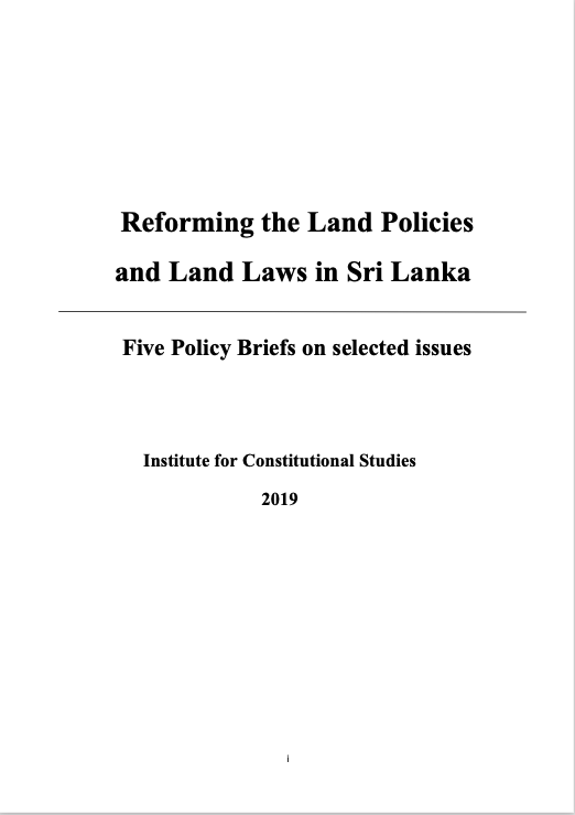 Reforming the Land Policies and Land Laws in Sri Lanka