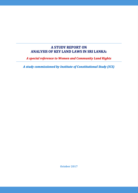 A Study Report on Analysis of Key Land Laws in Sri Lanka 