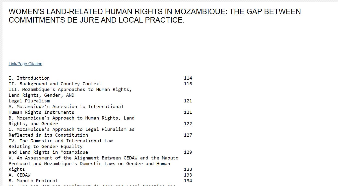 Women’s Land-Related Human Rights in Mozambique: