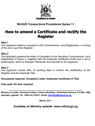 How to amend a Certificate and rectify the Register
