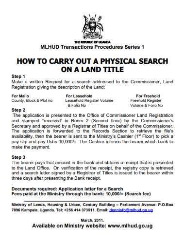 HOW TO CARRY OUT A PHYSICAL SEARCH ON A LAND TITLE