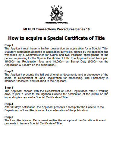 How to acquire a Special Certificate of Title
