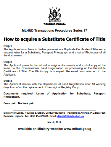 How to acquire a Substitute Certificate of Title