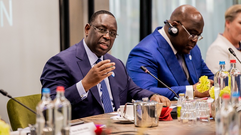 The presidents of Senegal (left) and the DRC (centre) sit alongside Norway's international development minister (right) (Photo: Global Center on Adaptation)