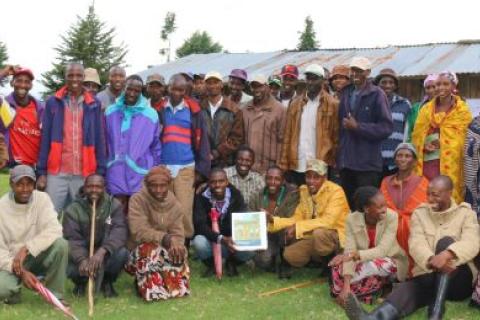 Meeting of the Ogiek community of Sasimwani to review their draft by-laws (Photo: Namati / Jaron Vogelsang)