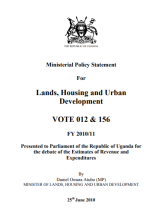 Ministerial Policy Statement For Lands, Housing and Urban Development 