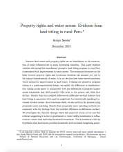 Property Rights and Water Access: Evidence from Land Titling in Rural Peru cover image