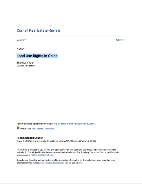 Land Use Rights in China
