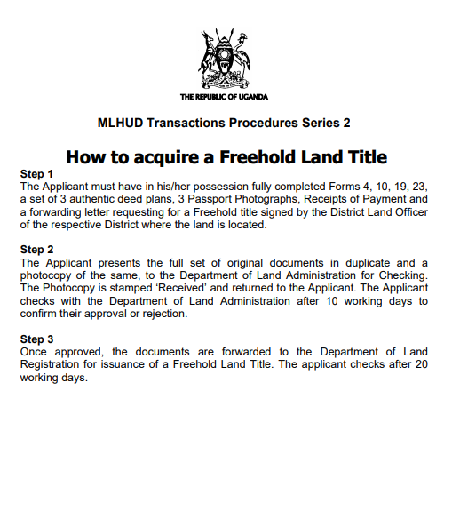 How to acquire a Freehold Land Title